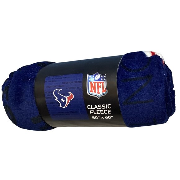 Houston Texans NFL Classic Fleece Blanket 50" x 60" Blue & Red White Soft Warm - Picture 2 of 4